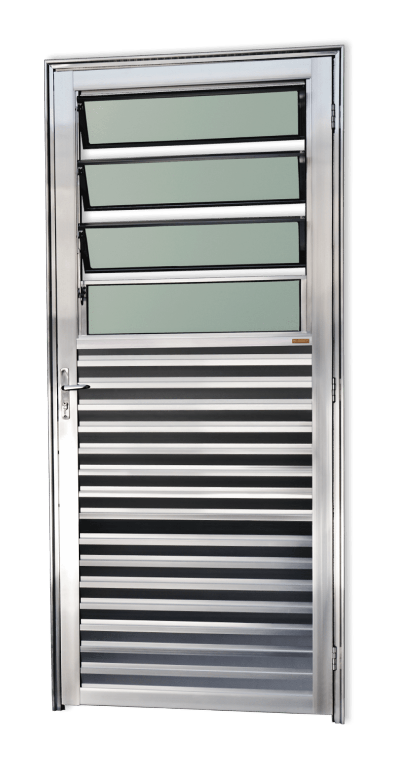 Porta de Alumínio Basculante Linha Super-25 brilhante