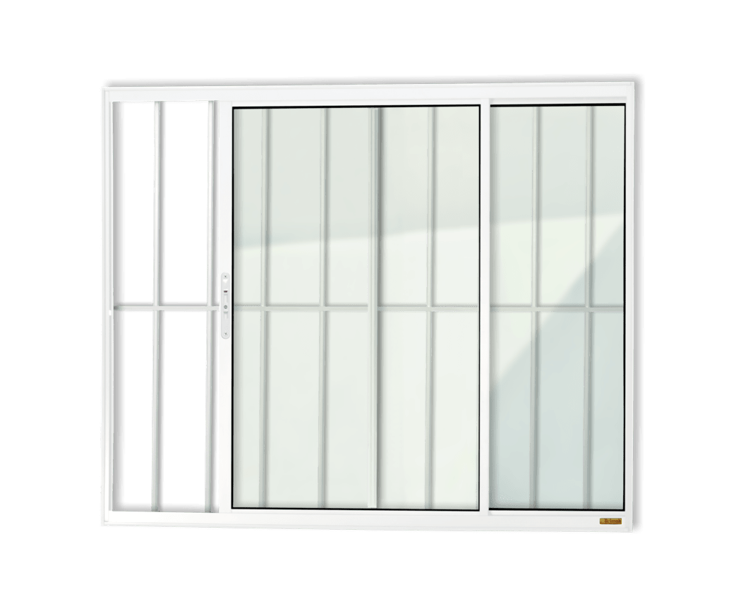 Janela de alumínio 2 Folhas com grade Branco