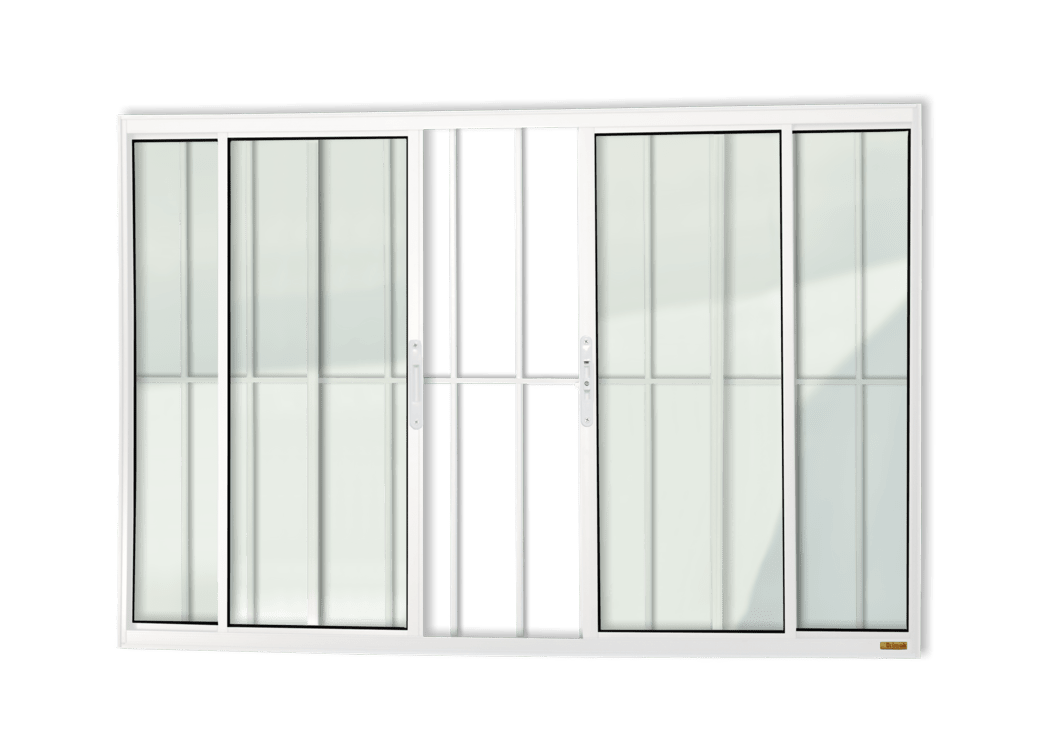 Janela de alumínio 4 Folhas com grade Branco