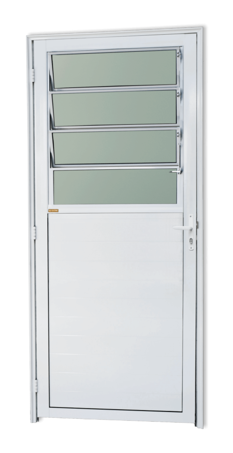 Porta de Alumínio Lambril c/basculante Linha Super-25 branco