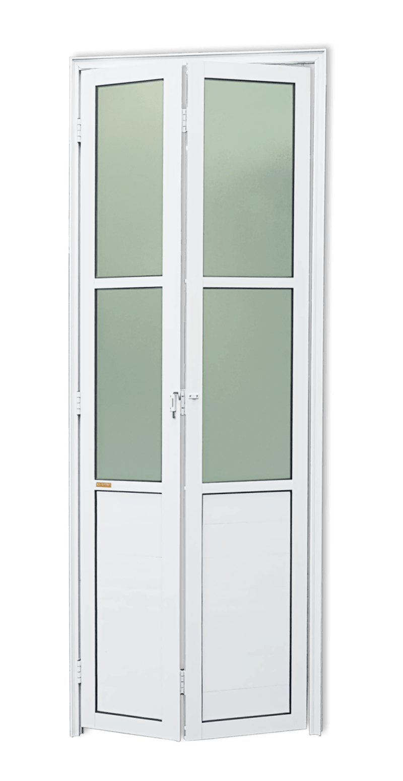 Porta de Alumínio Camarão com vidros Linha L-25 Branco