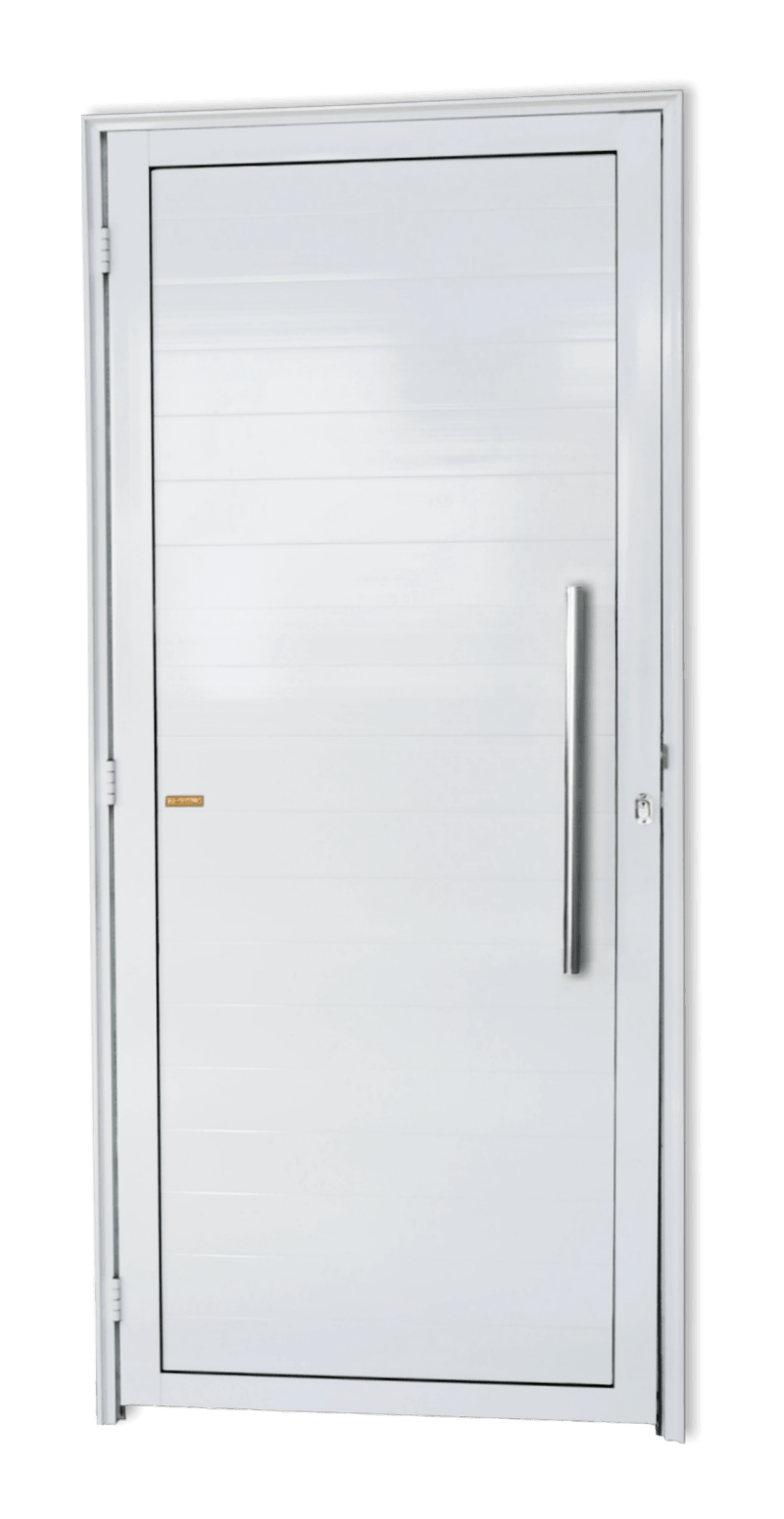 Porta de Alumínio Lambril c/Puxador Linha Super-25 branco