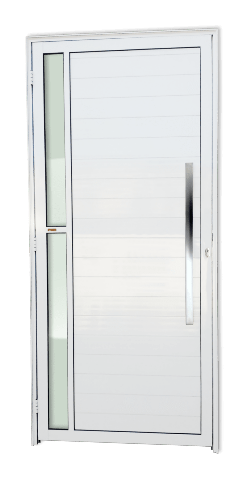 Porta de Alumínio Visione c/Puxador Linha Super-25 branco