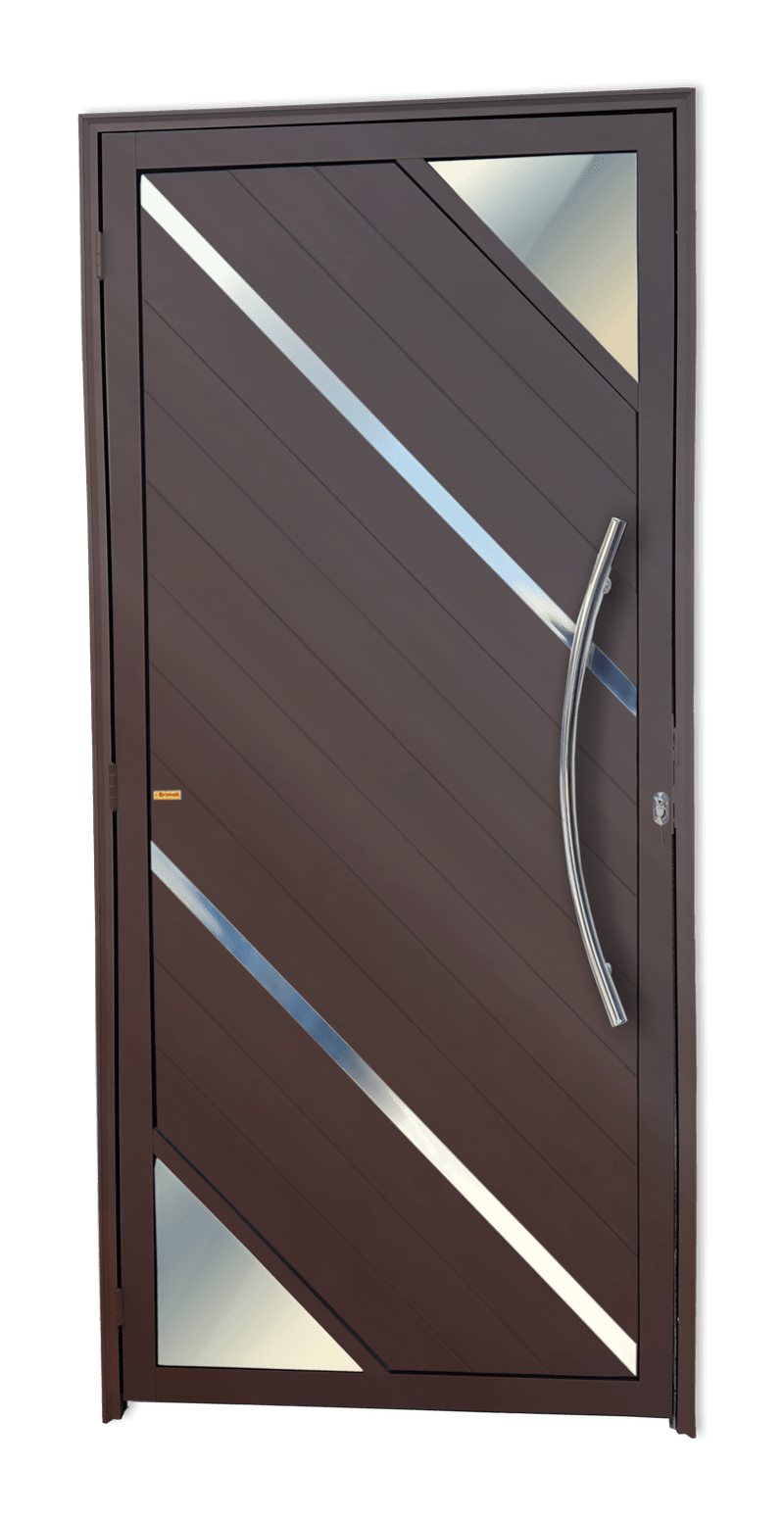 Porta de Alumínio Oasis c/Puxador Linha Super-25 Corten