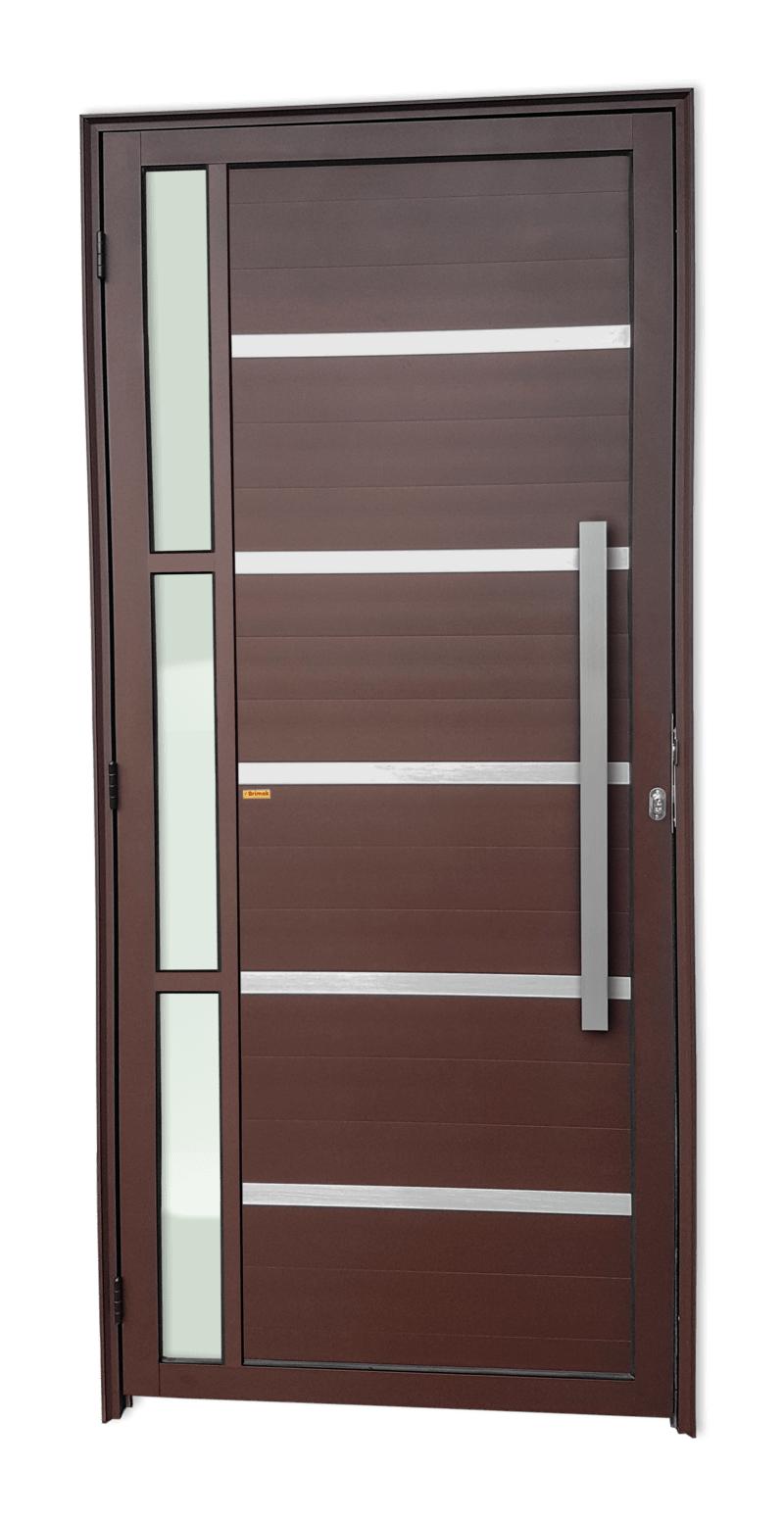 Porta de Alumínio Miraggio c/Puxador Linha Super-25 corten