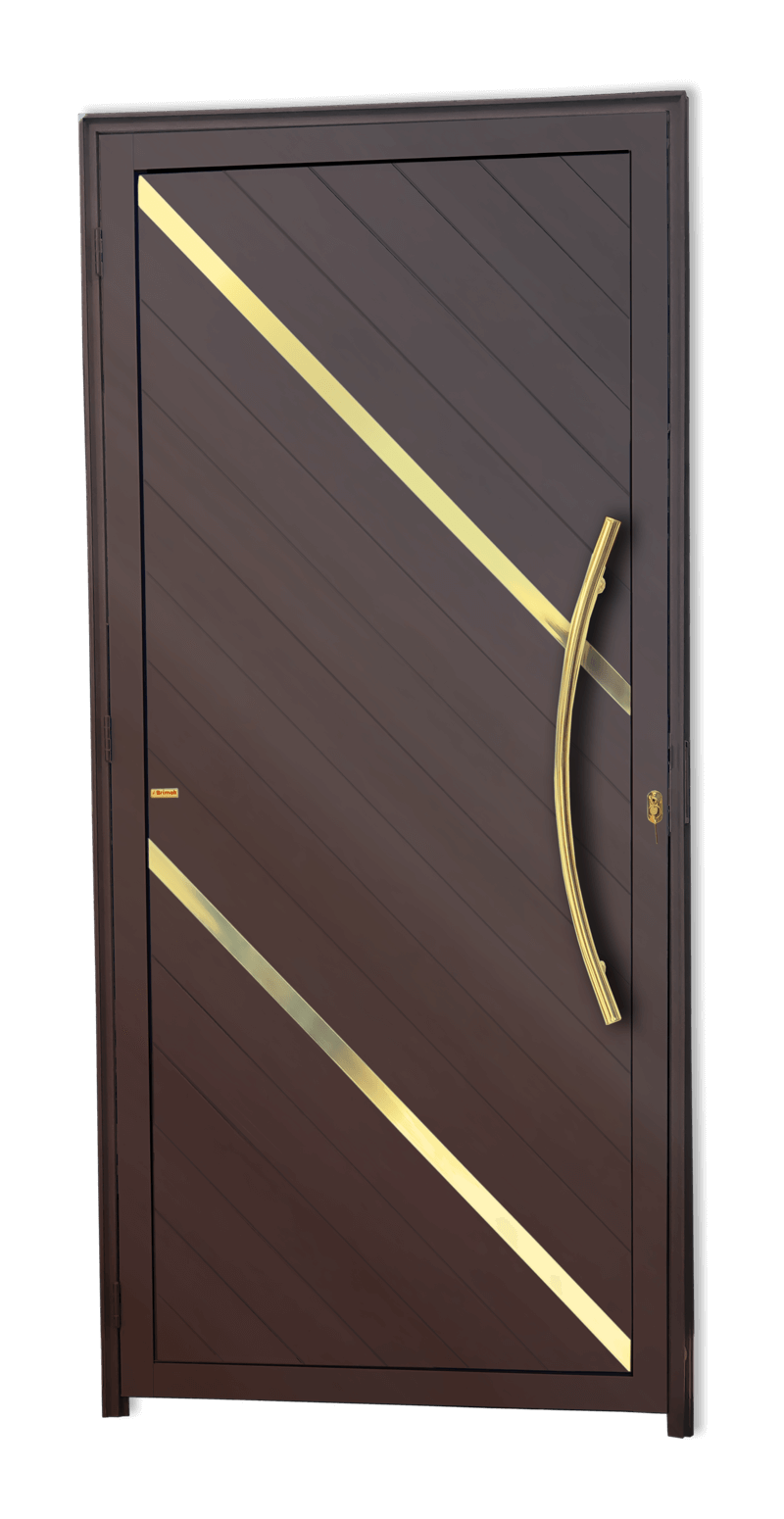 Porta de Alumínio Duna c/Puxador Linha Super-25 Corten Dourado