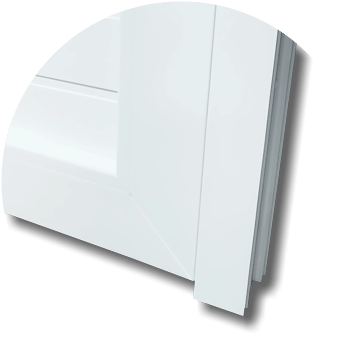 detalhe do canto inferior da folha e do batente da porta de PVC