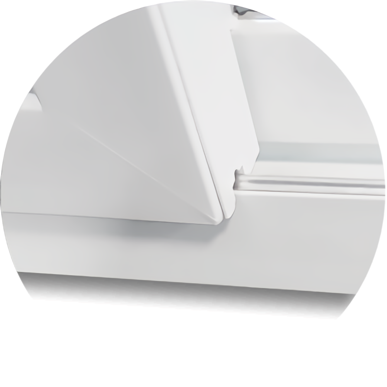 detalhe do trilho de rolamento da porta de correr de PVC