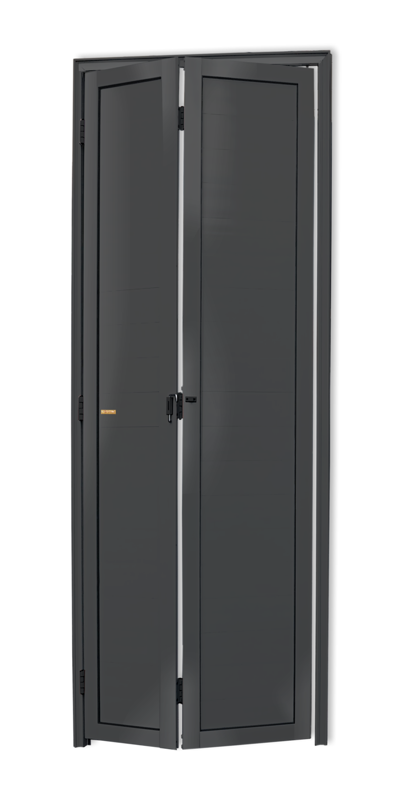 Porta de Alumínio Camarão Lambril Linha L-25 cinza
