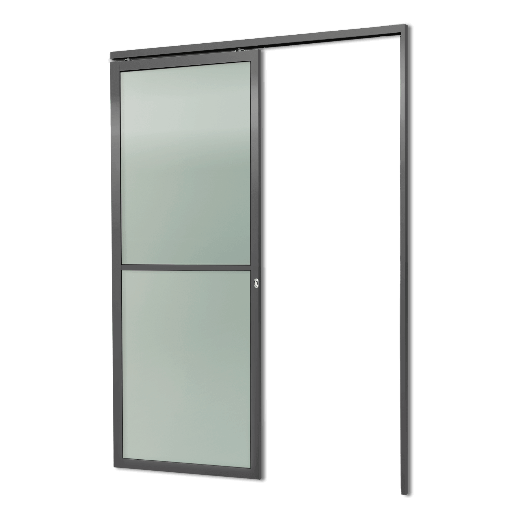 Porta de Alumínio Suspensa Vidrão Linha L-25 Cinza