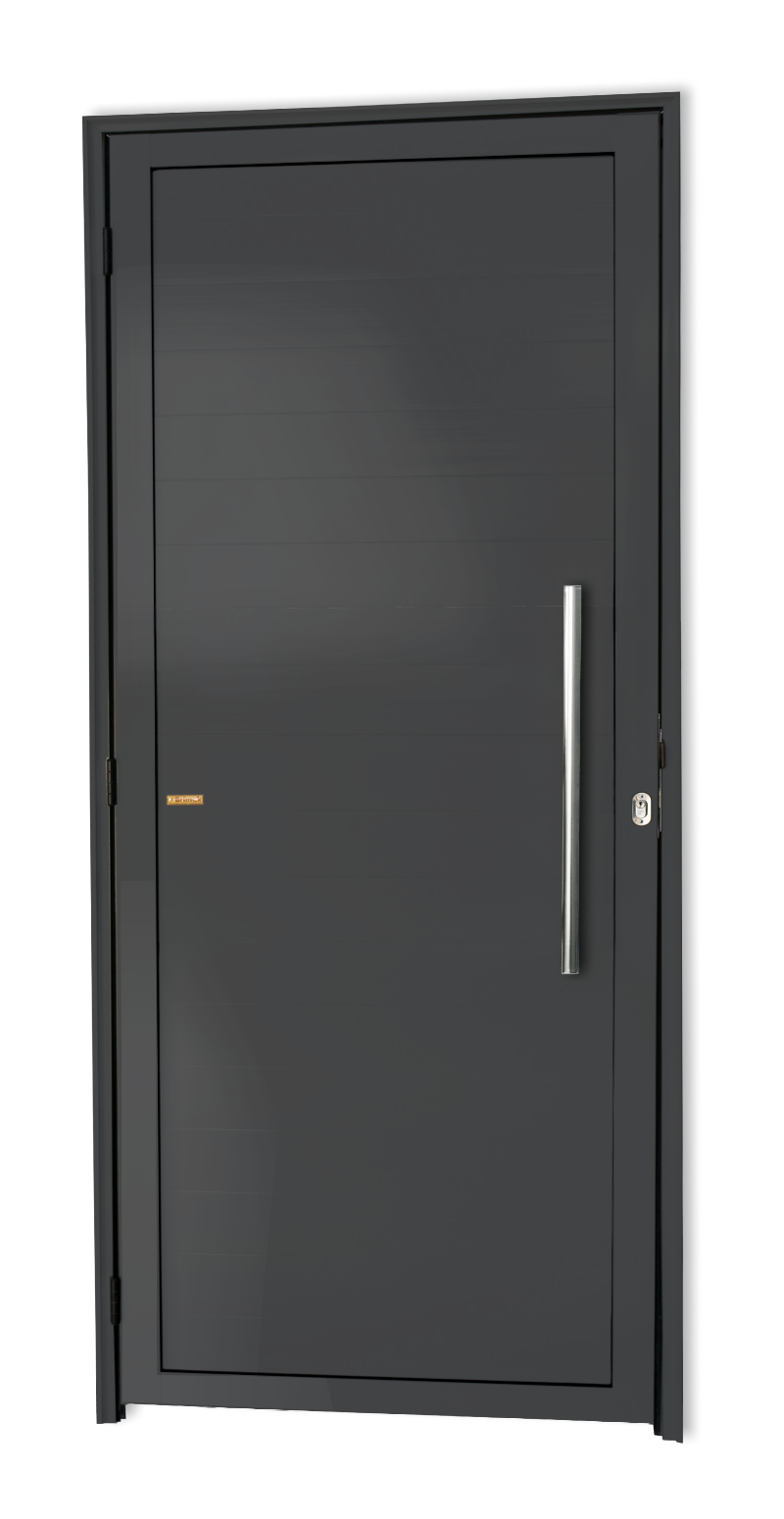 Porta de Alumínio Lambril c/Puxador Linha Super-25 cinza