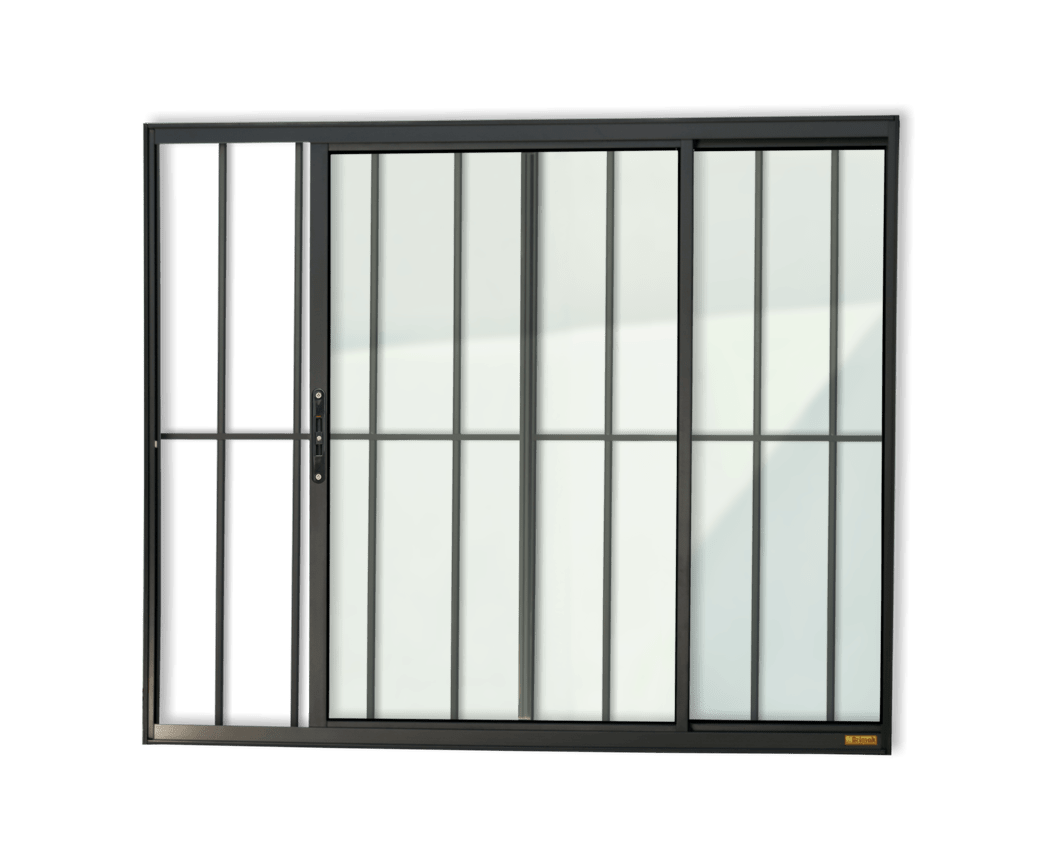 Janela de alumínio 2 Folhas com grade Preto
