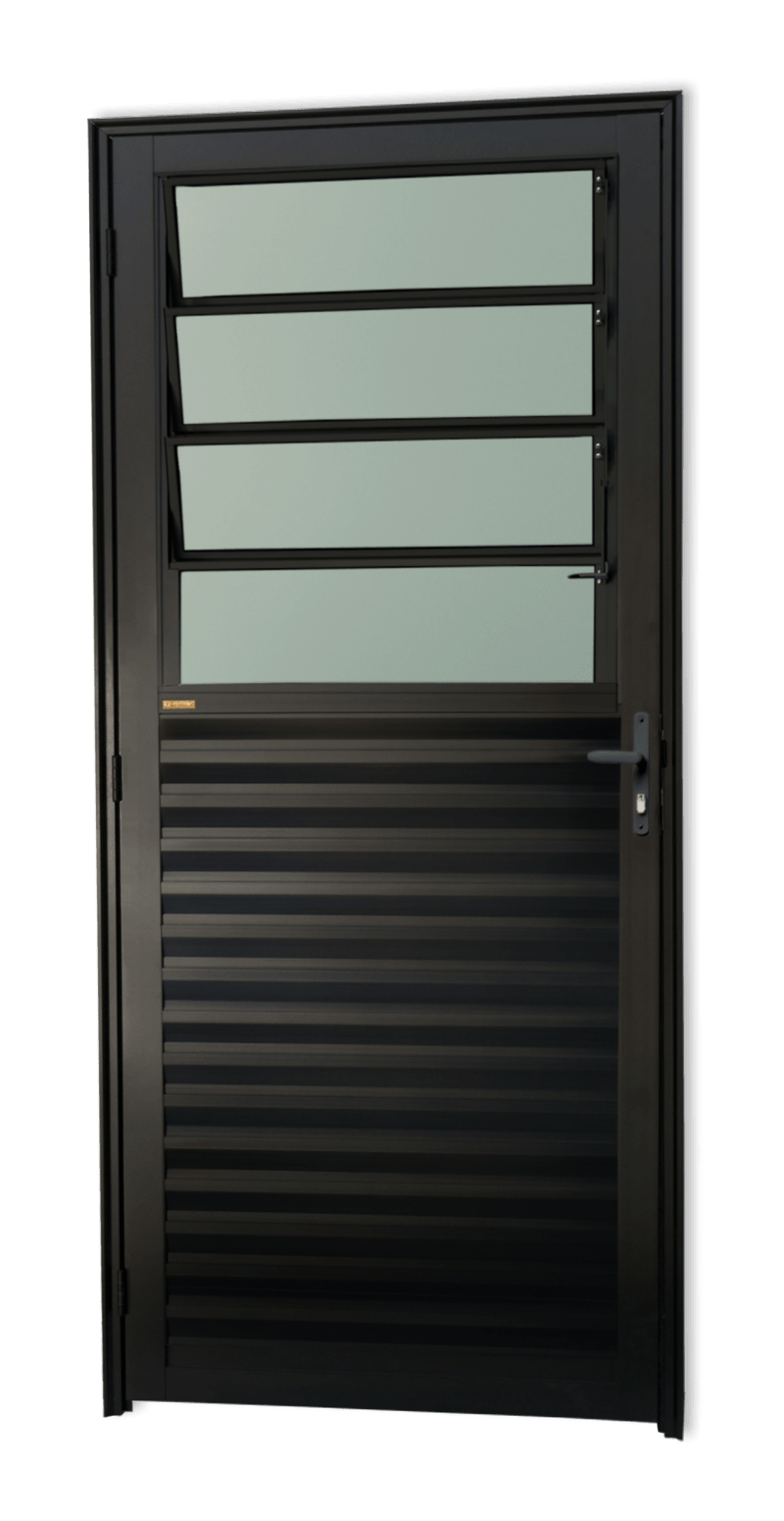Porta de Alumínio Basculante Linha Super-25 preto