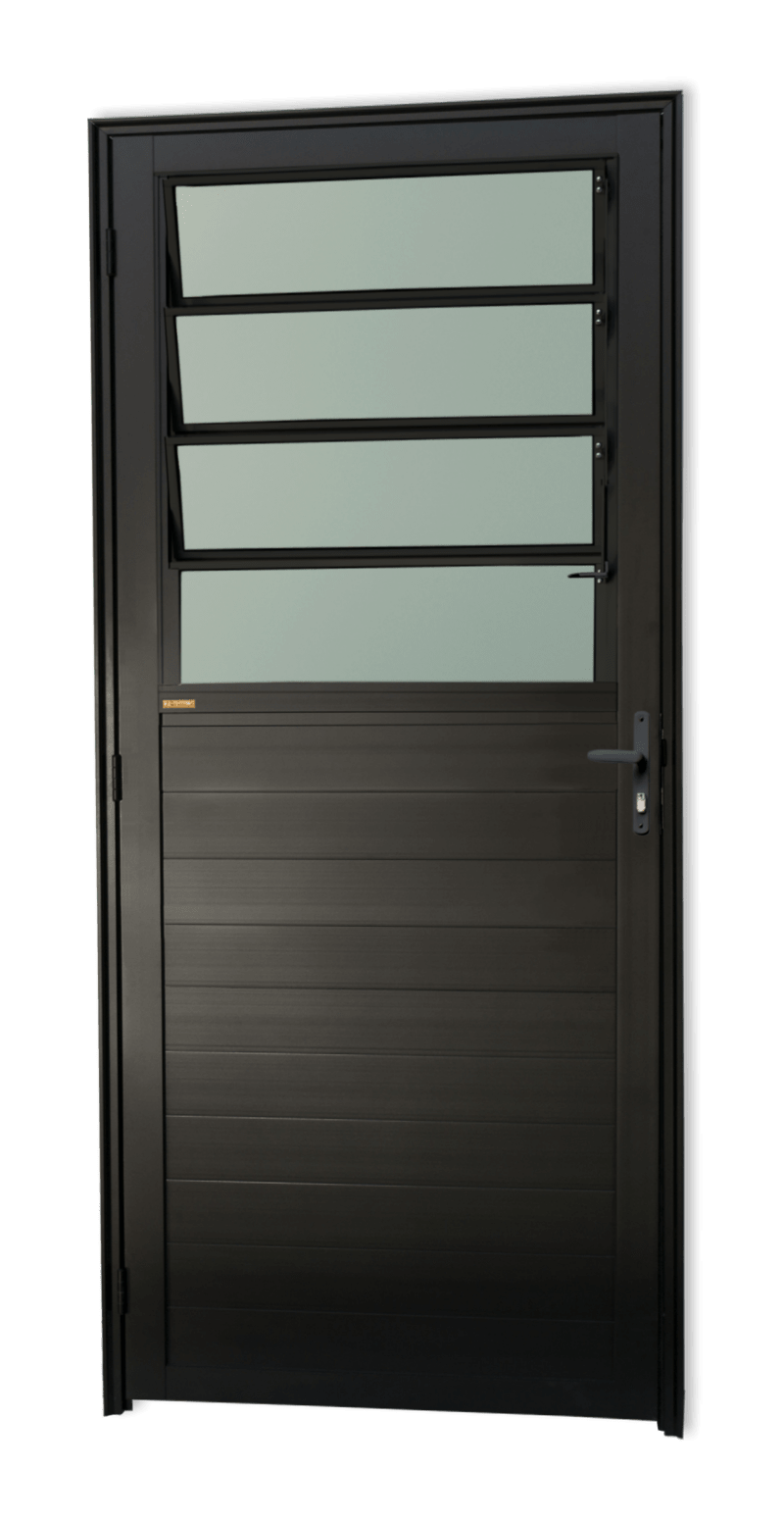 Porta de Alumínio Lambril c/basculante Linha Super-25 preto