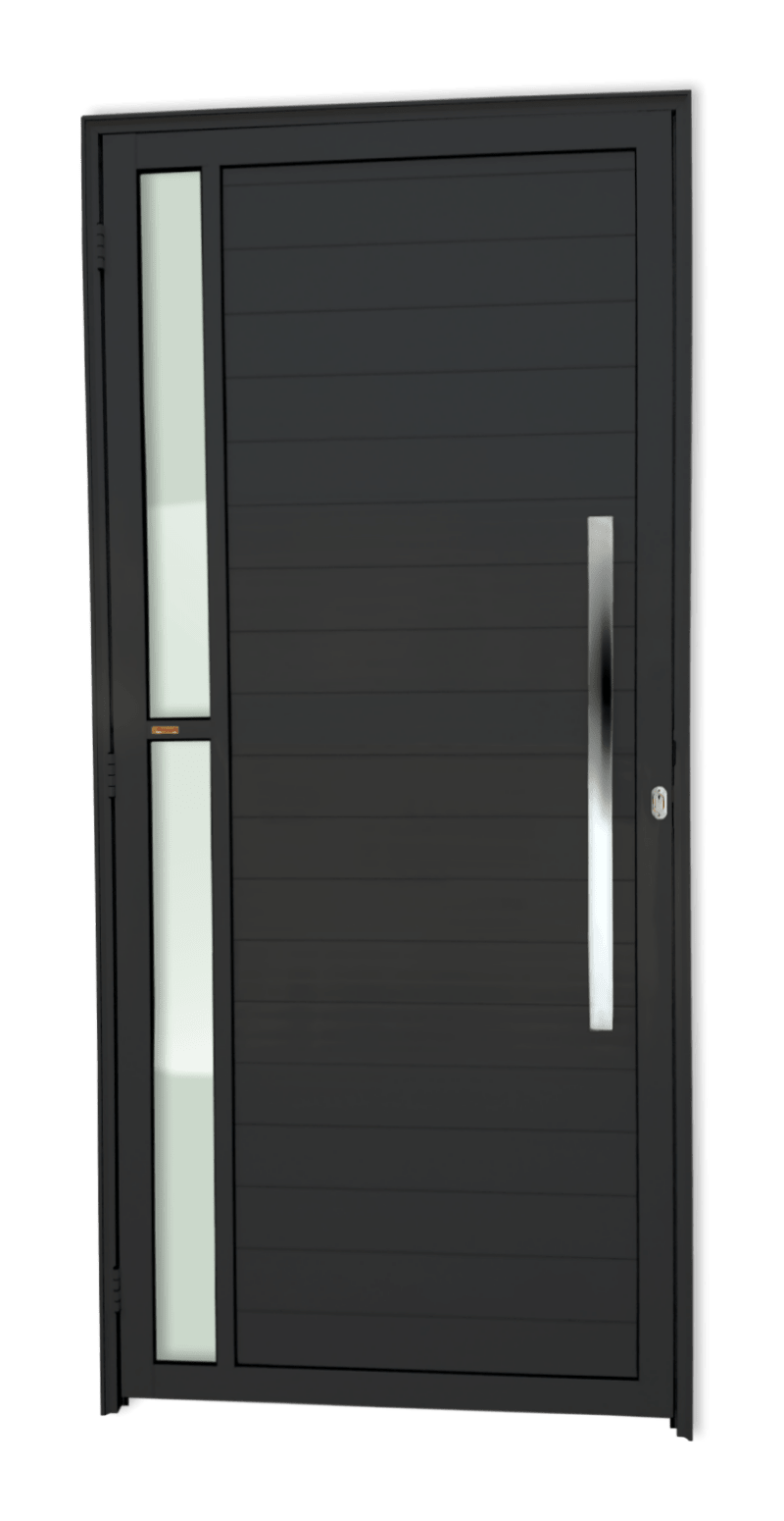 Porta de Alumínio Visione c/Puxador Linha Super-25 preto