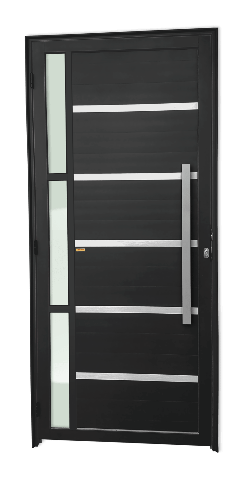 Porta de Alumínio Miraggio c/Puxador Linha Super-25 preto