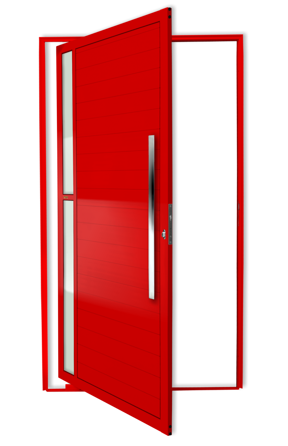 Porta Pivotante de Alumínio Visione c/Puxador Linha Super-25 vermelho