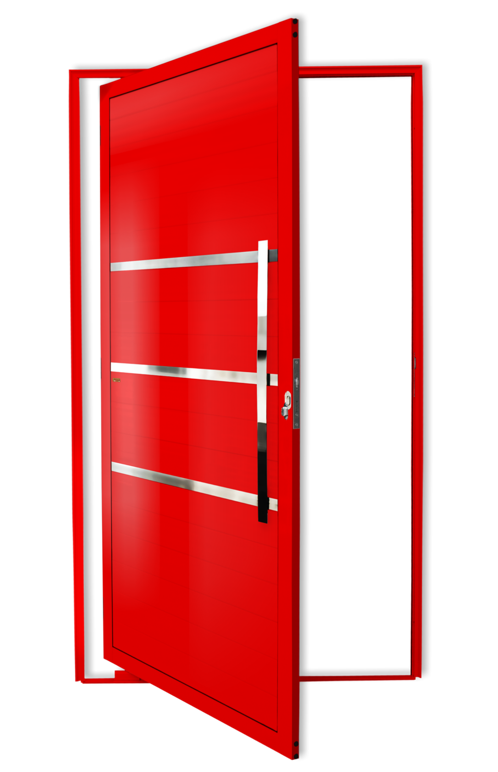 Porta Pivotante de Alumínio Evolution c/Puxador Linha Super-25 Vermelho