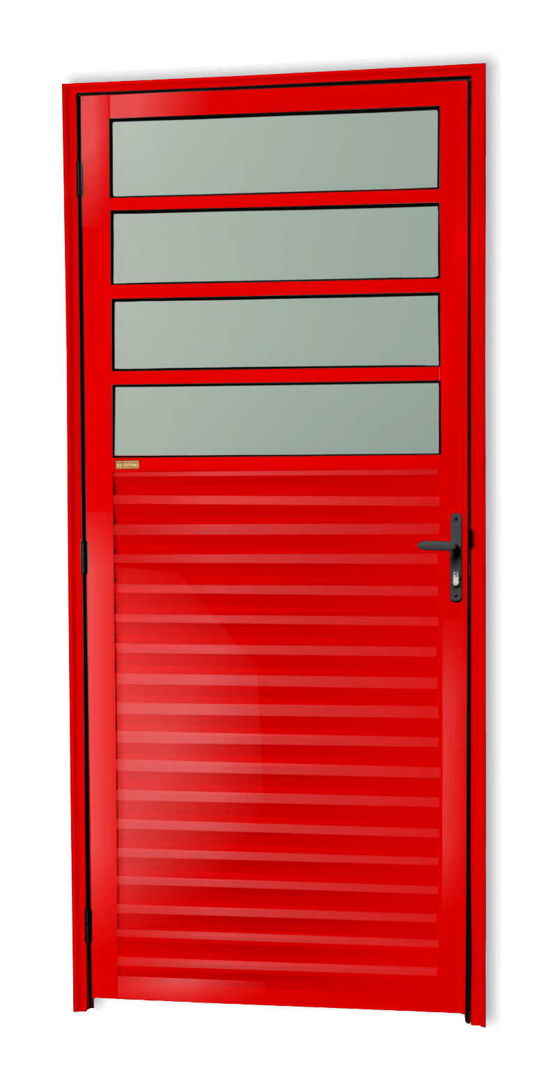 Porta de Alumínio Cozinha Linha Super-25 Vermelho
