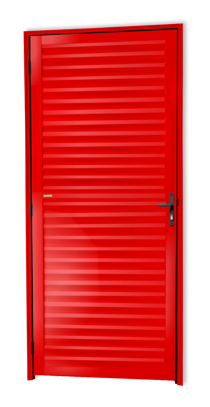 Porta de Alumínio Fechada Linha Super-25 Vermelho