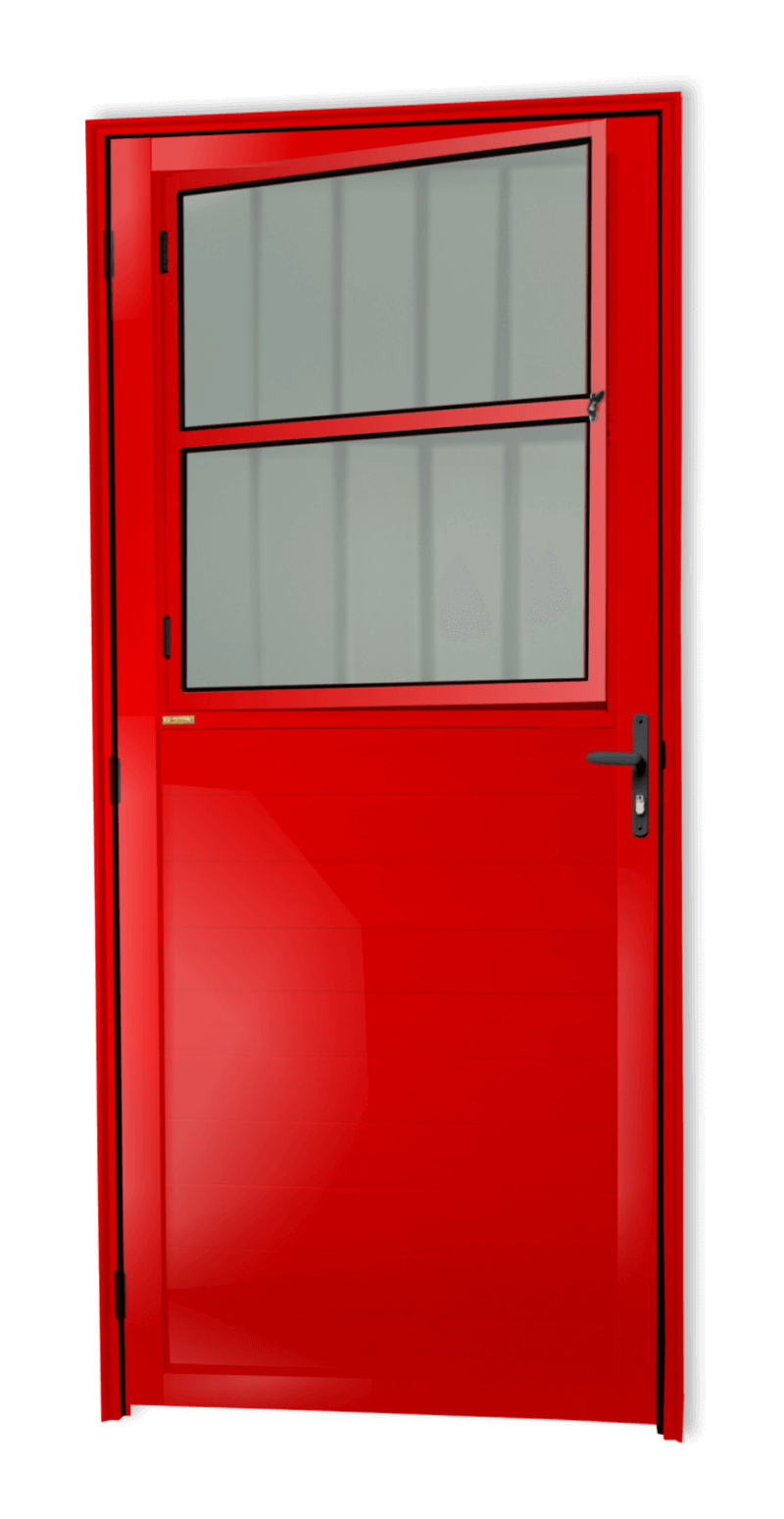Porta de Alumínio Lambril c/grade Linha Super-25 Vermelho