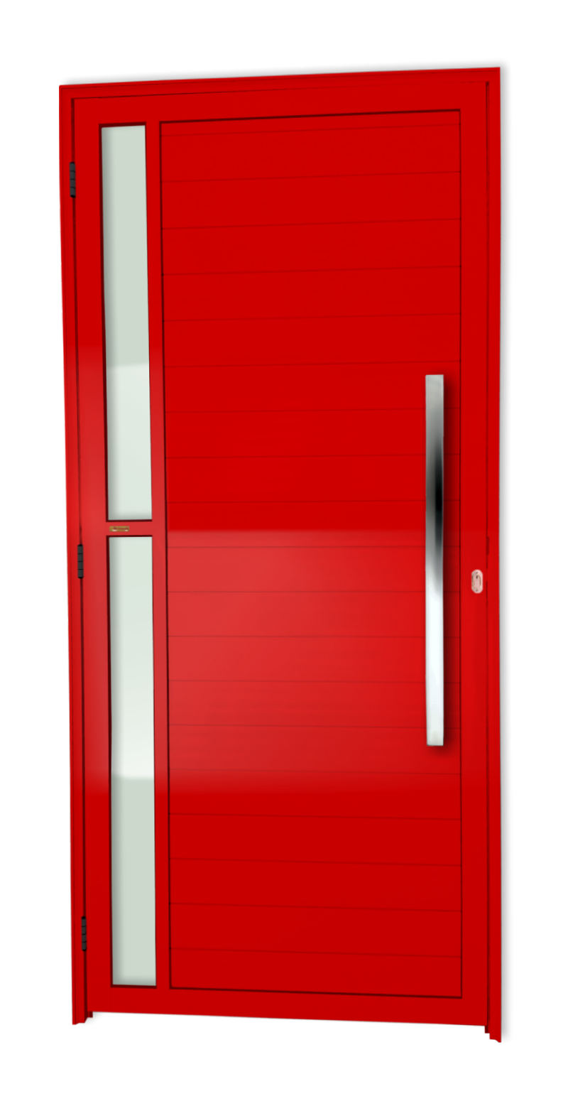 Porta de Alumínio Visione c/Puxador Linha Super-25 vermelho