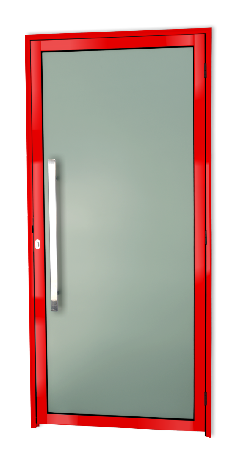 Porta de Alumínio Murano c/Puxador Linha Super-25 vermelho