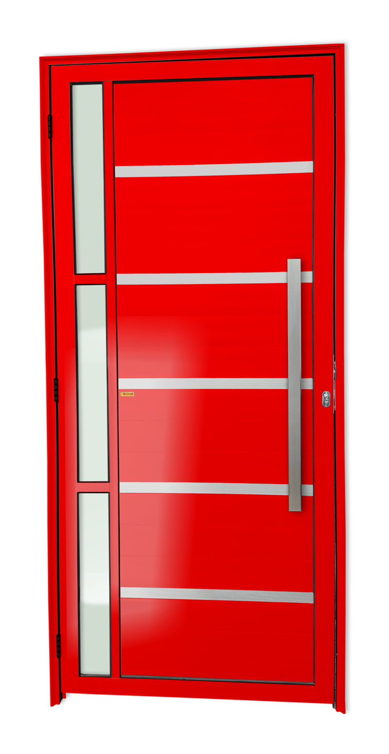 Porta de Alumínio Miraggio c/Puxador Linha Super-25 vermelho