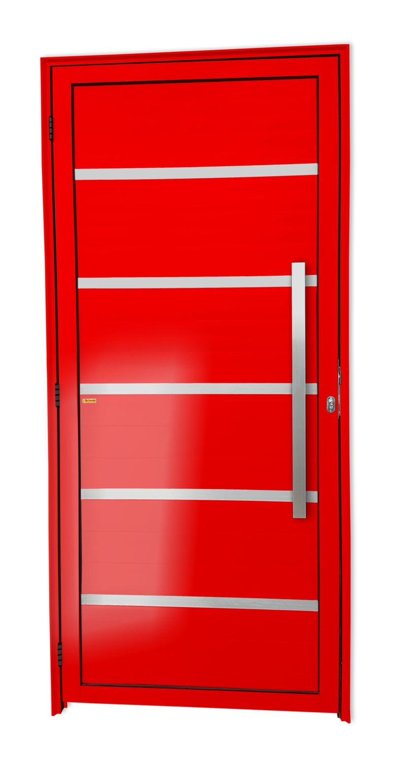 Porta de Alumínio Premium c/Puxador Linha Super-25 vermelho