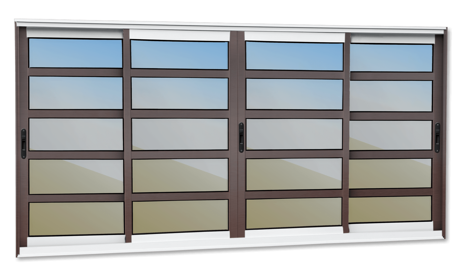 Janela de Alumínio 4 Folhas com Travessas Elite Mix Corten