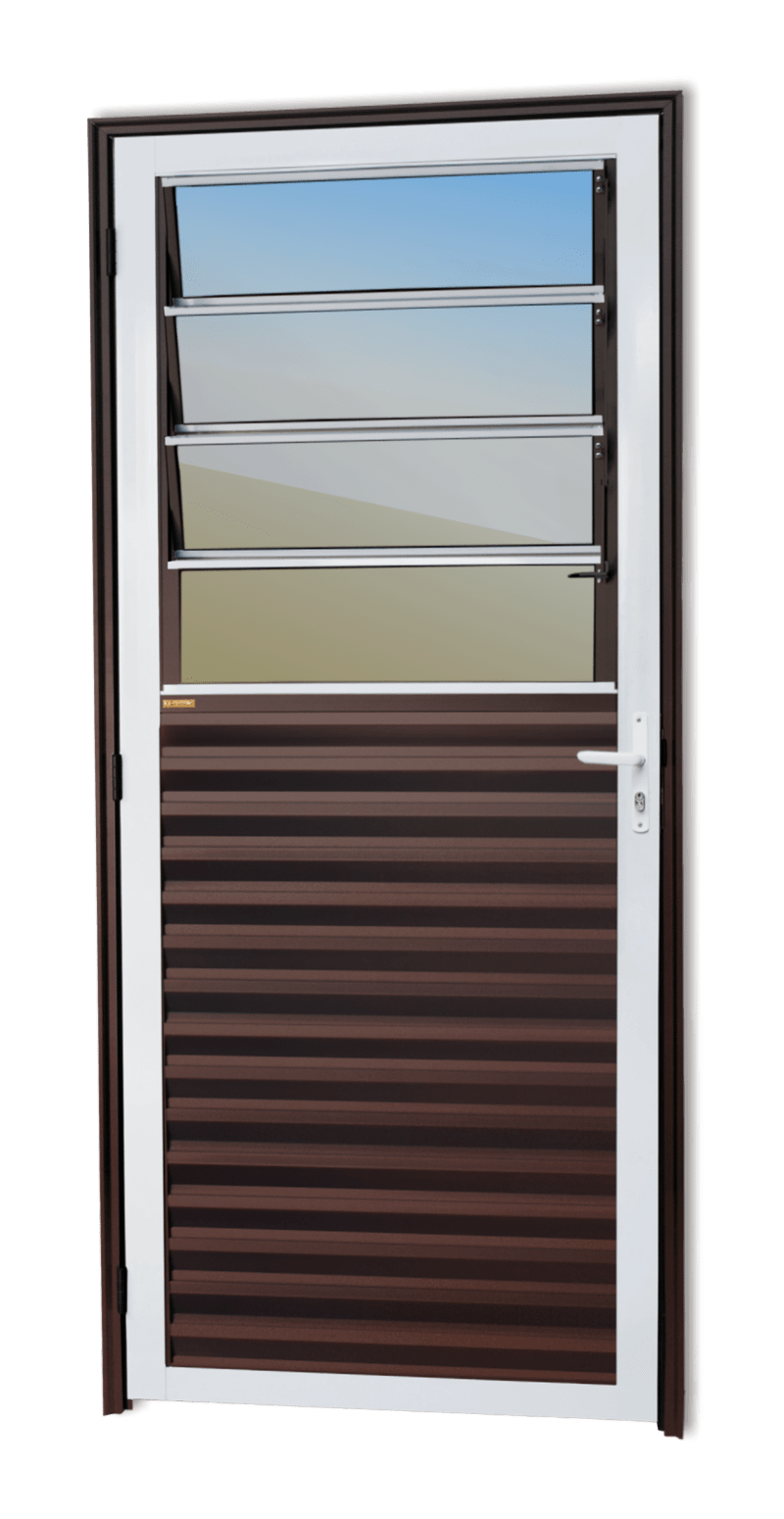 Porta de Alumínio Basculante Linha Super-25 Mix Corten