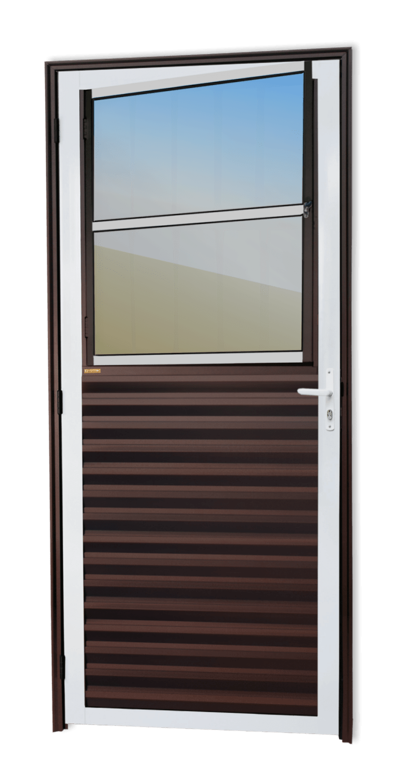 Porta de Alumínio Sala Linha Super-25 Mix Corten