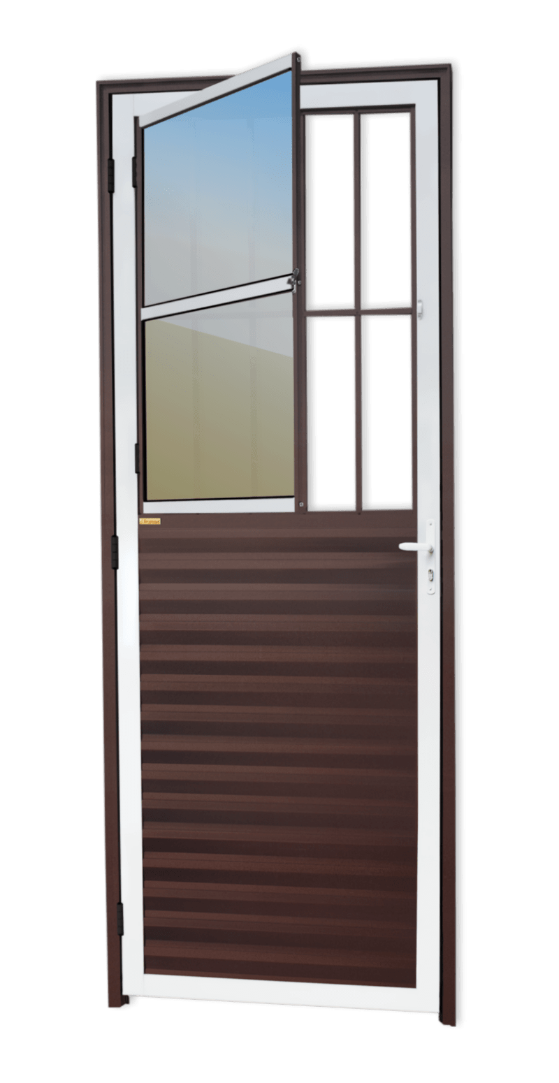 Porta de Alumínio Sala Linha L-25 Mix Corten