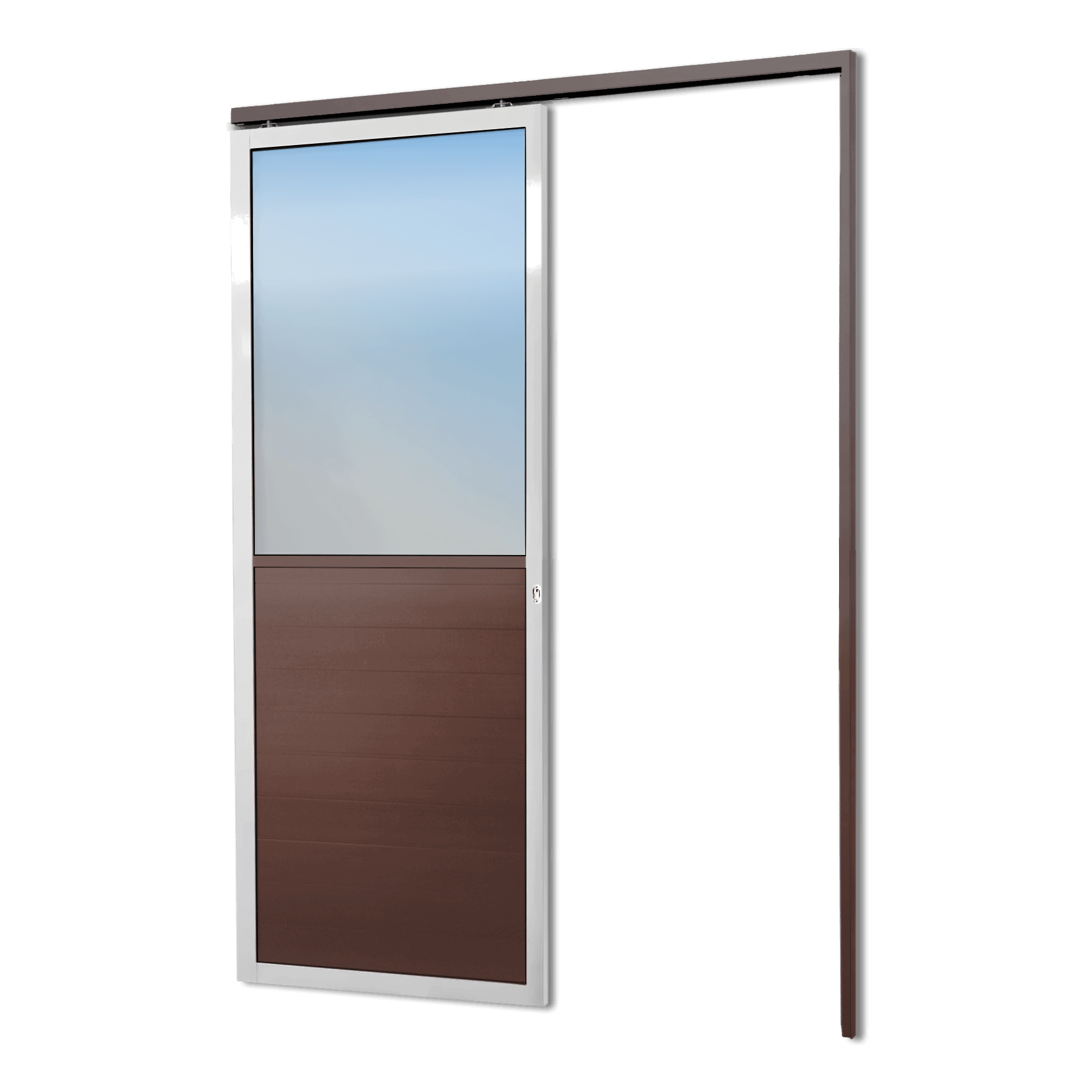 Porta de Alumínio Suspensa Meia Lambril Linha L-25 mix corten