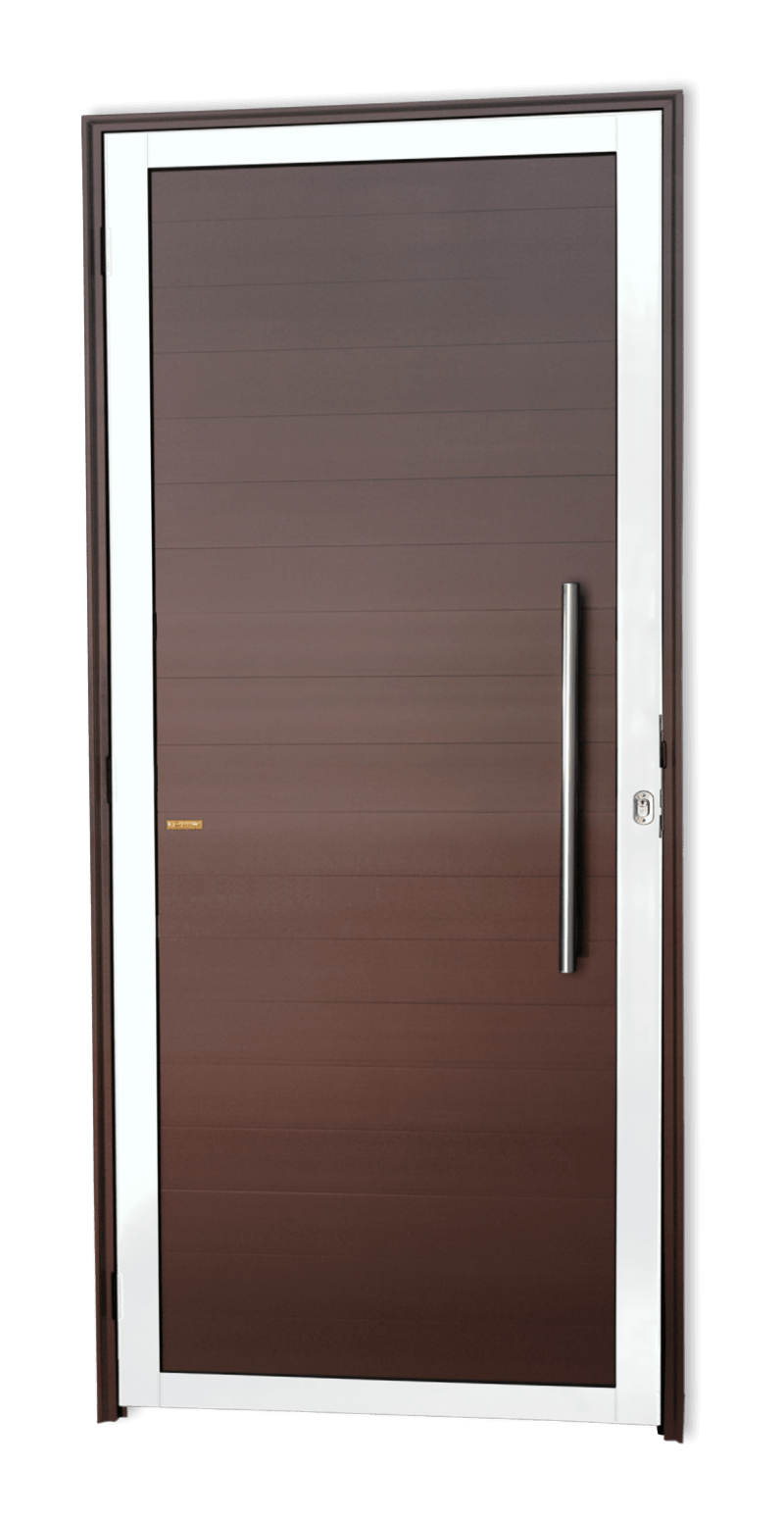Porta de Alumínio Lambril c/Puxador Linha Super-25 mix corten