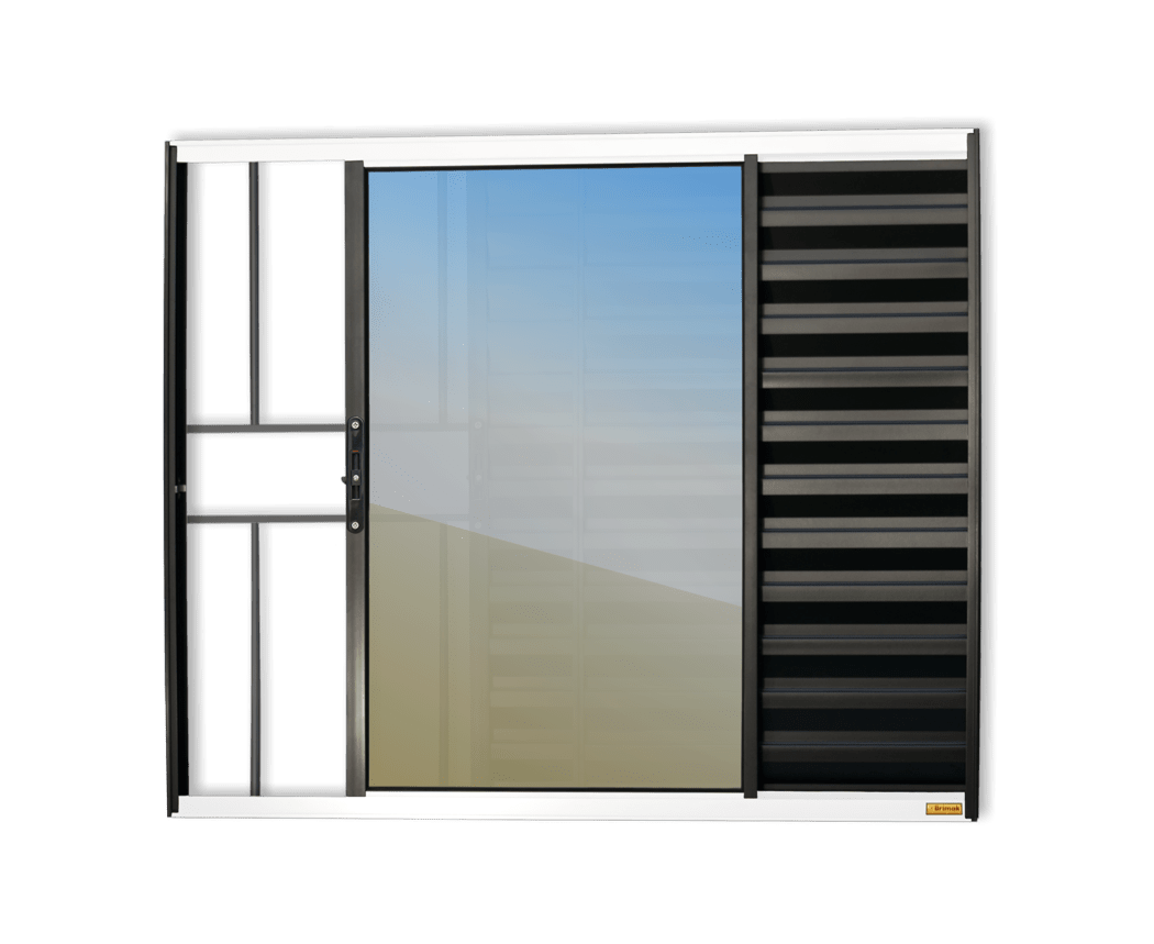 Veneziana de Alumínio 3 Folhas com grade Mix Preto