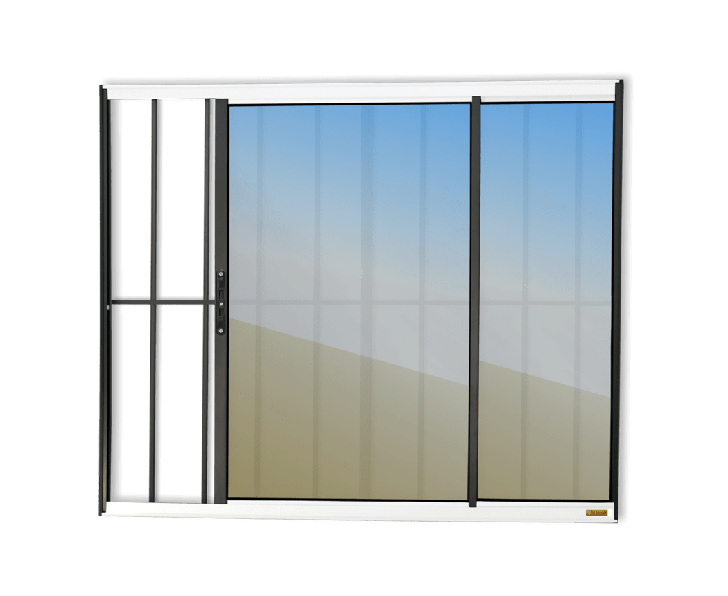 Janela de alumínio 2 Folhas com grade Mix Preto