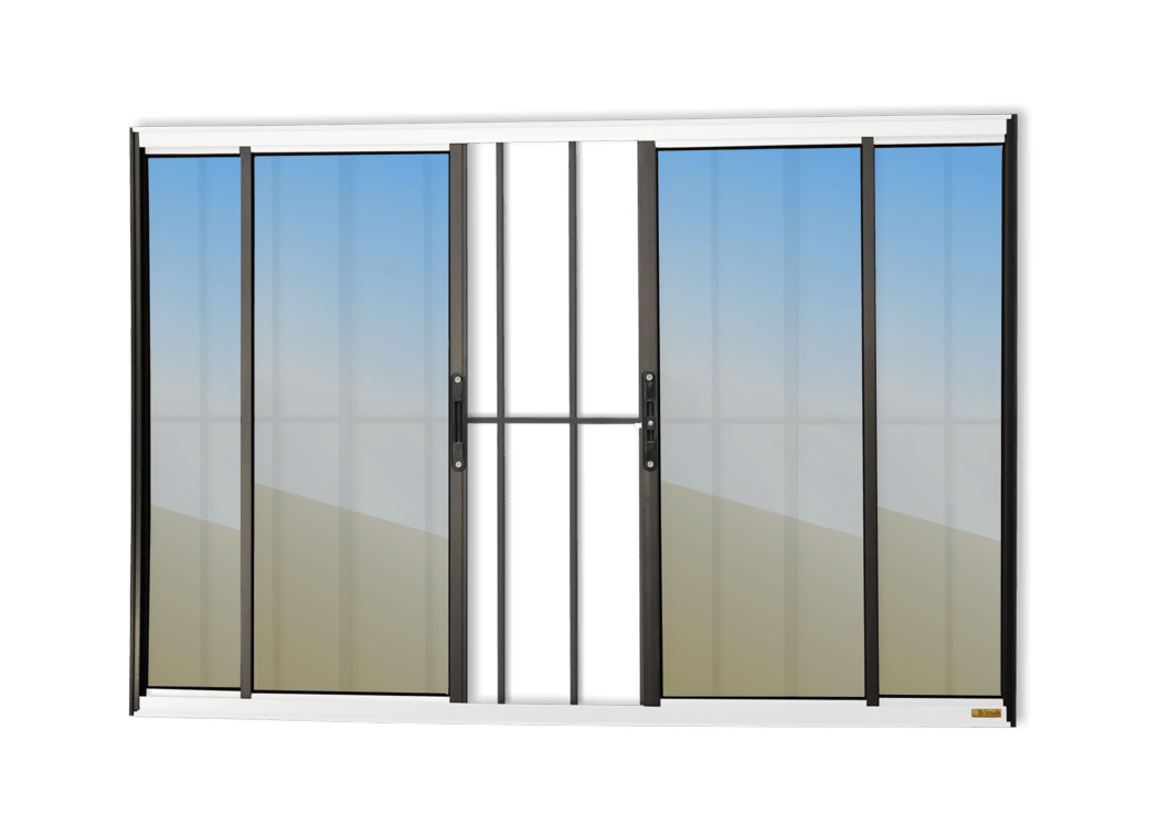 Janela de alumínio 4 Folhas com grade Mix Preto