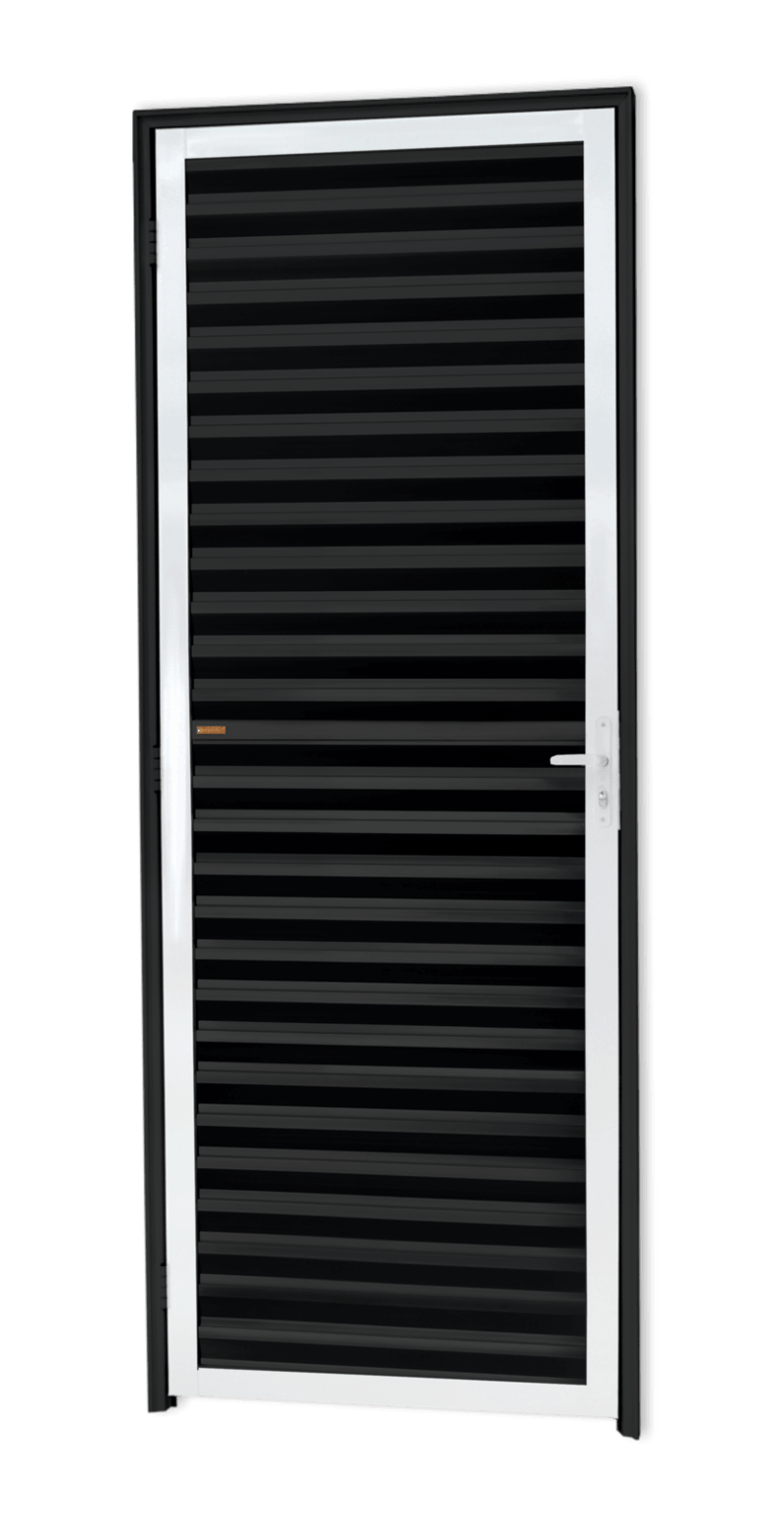 Porta de Alumínio Fechada Linha L-25 mix preto