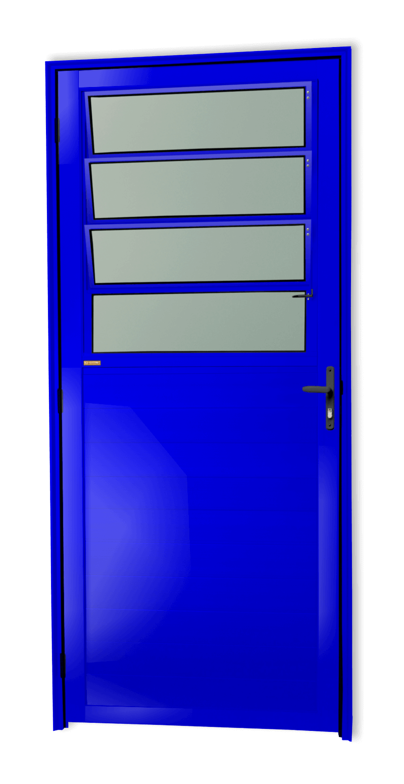 Porta de Alumínio Lambril c/basculante Linha Super-25 azul