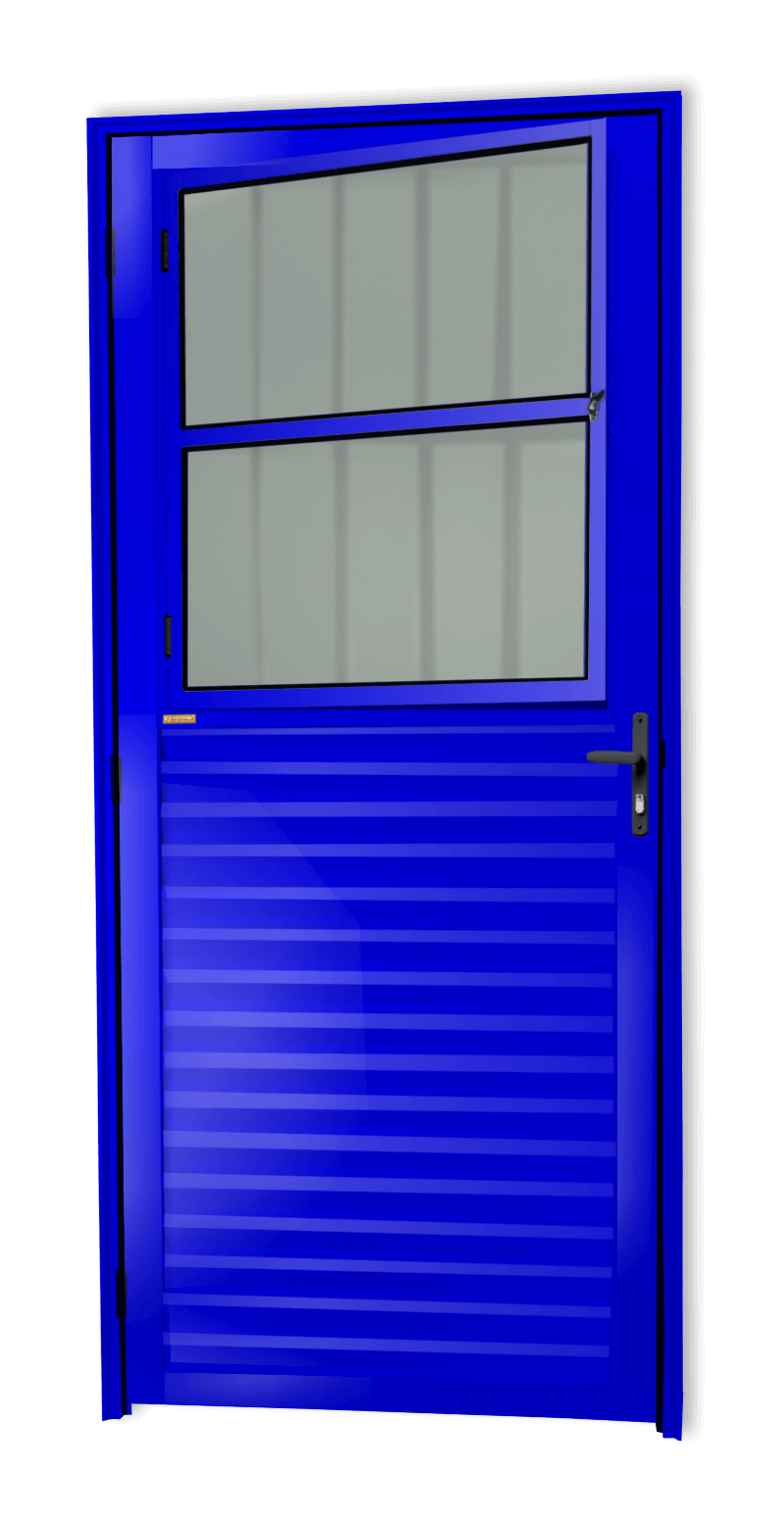 Porta de Alumínio Sala Linha Super-25 Azul
