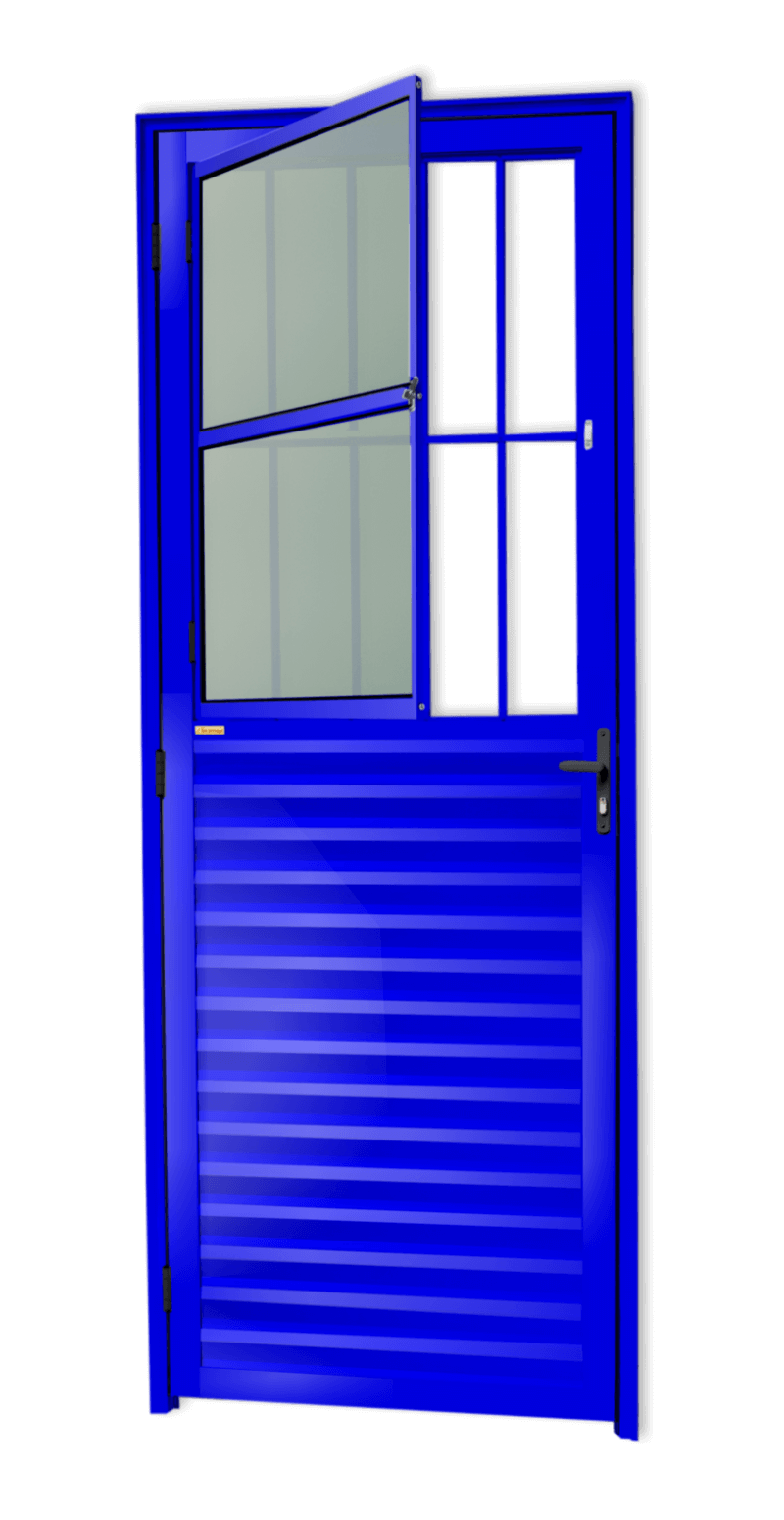 Porta de Alumínio Sala Linha L-25 Azul