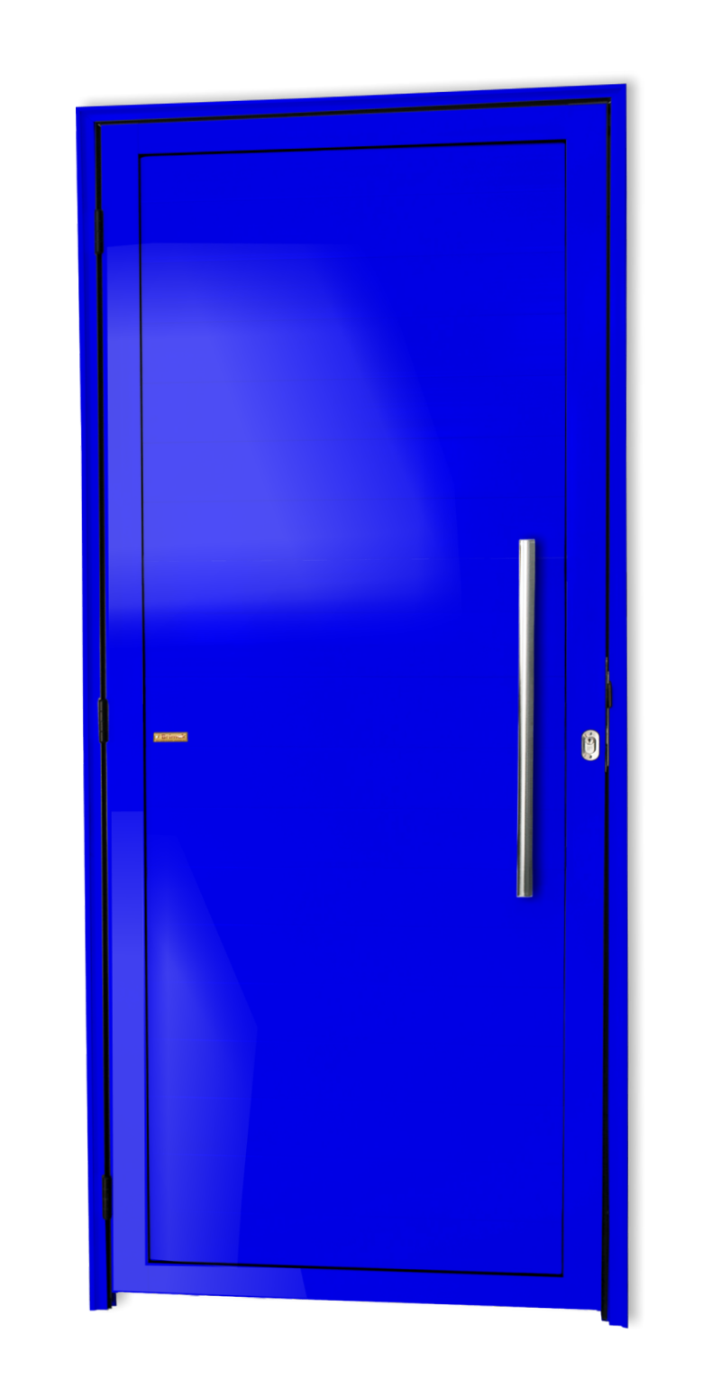 Porta de Alumínio Lambril c/Puxador Linha Super-25 azul