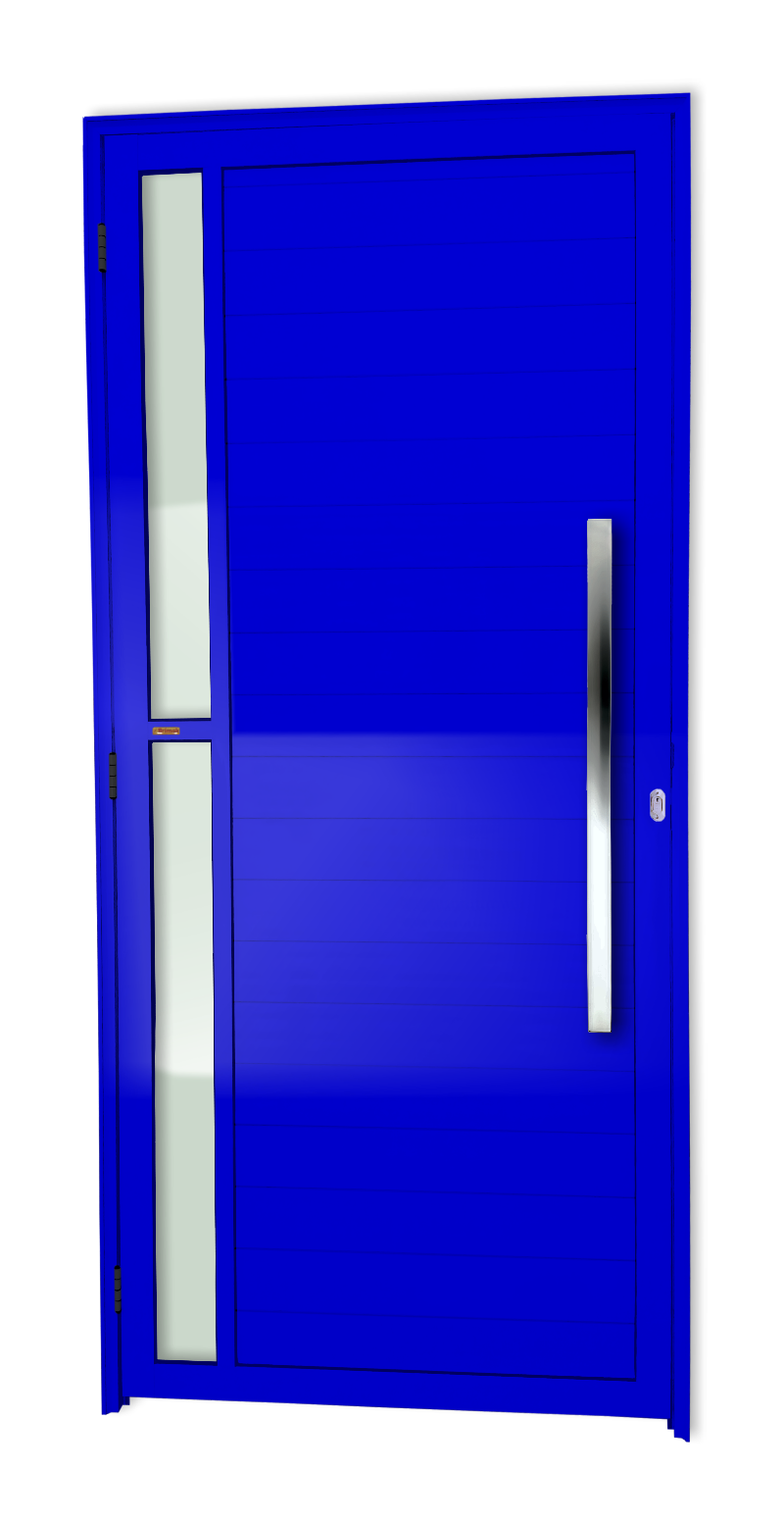 Porta de Alumínio Visione c/Puxador Linha Super-25 azul
