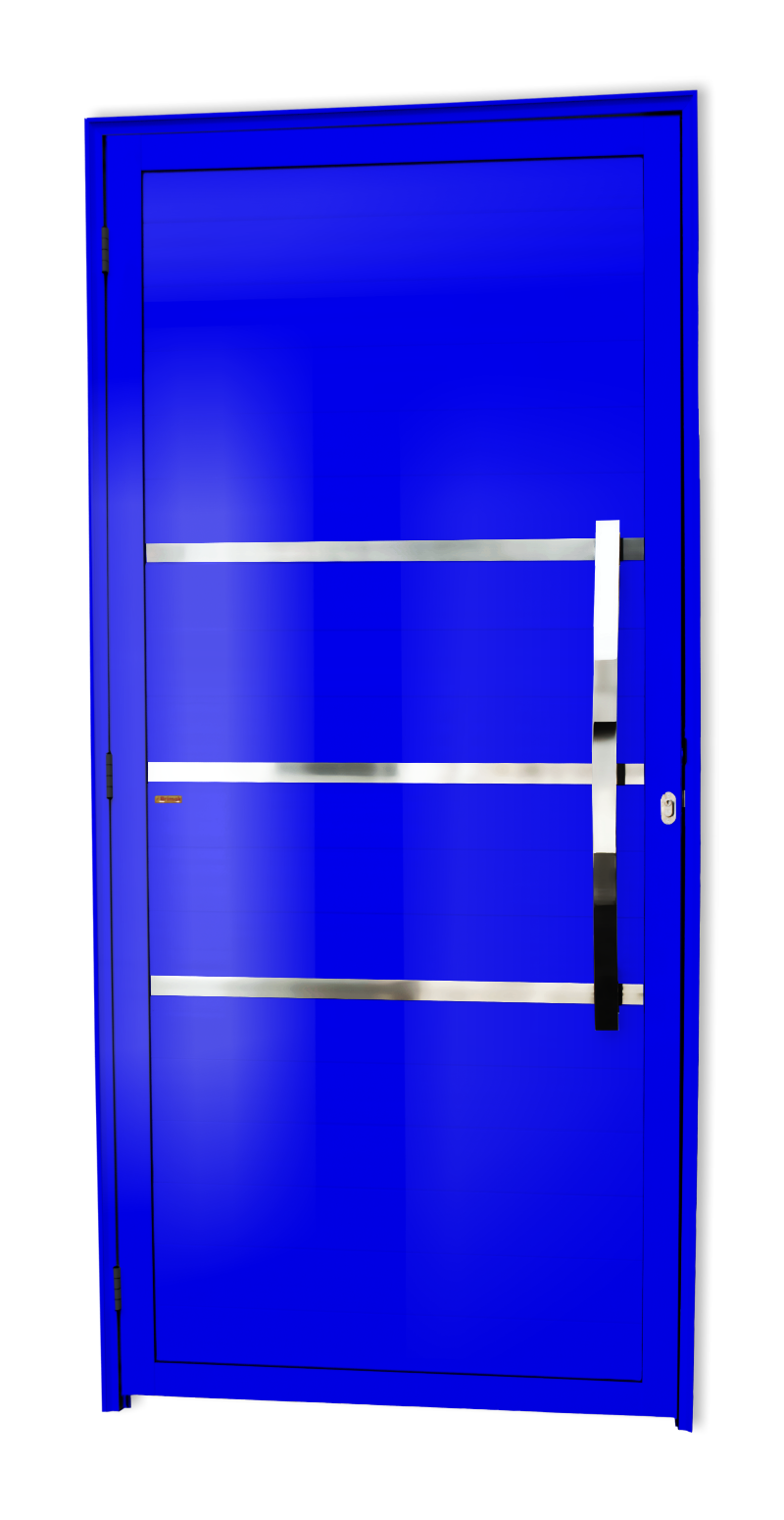 Porta de Alumínio Evolution c/Puxador Linha Super-25 azul