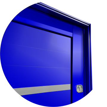 detalhe do canto superior e fechadura auxiliar Azul