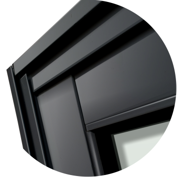 detalhe do canto superior da janela integrada ou veneziana Preto