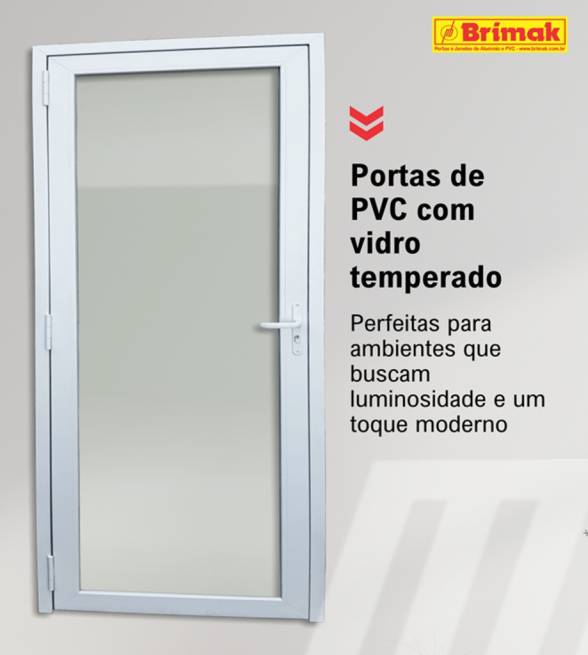 Porta PVC com Vidro Panorâmico Temperado