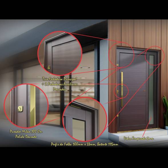 Porta Visione Marrom Cortem com detalhes Dourados